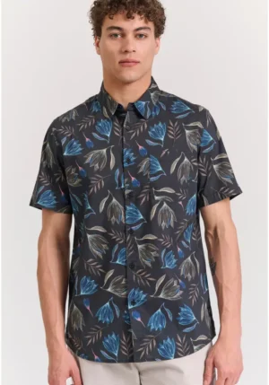 Resort πουκάμισο με floral τύπωμα FBM011 034 05 Black (2)