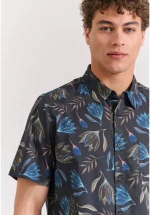 Resort πουκάμισο με floral τύπωμα FBM011 034 05 Black (4)