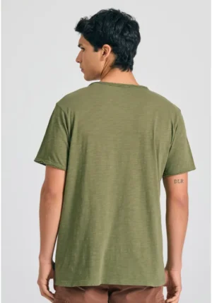 T shirt με λαιμό henley και raw cuts FBM011 004 04 Hunter Green (4)