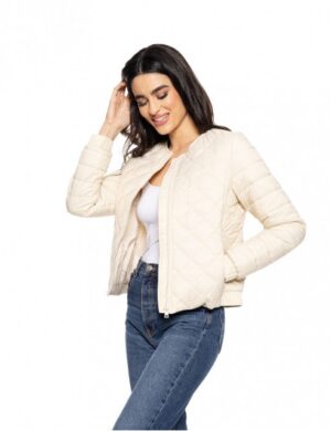 fashion γυναικείο κοντό ultra light μπουφάν 51 101 004 Beige (3)