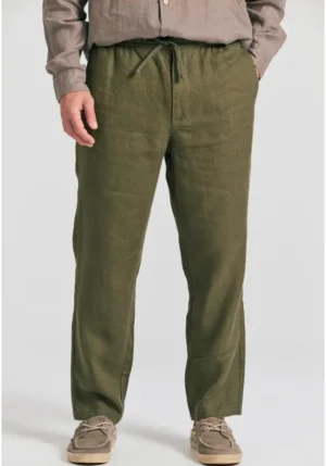 Ανδρικό comfort fit λινό chino παντελόνι FBM011 011 02 Khaki (3)