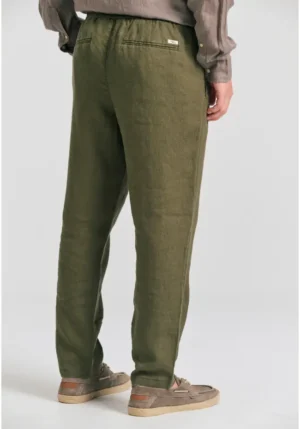 Ανδρικό comfort fit λινό chino παντελόνι FBM011 011 02 Khaki (4)