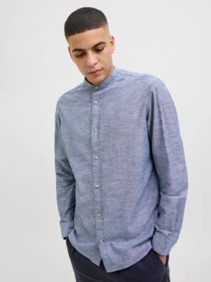 μάο λινό πουκάμισο 12269319 Faded Denim