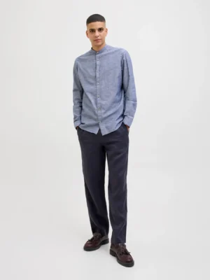 μάο λινό πουκάμισο 12269319 Faded Denim (4)