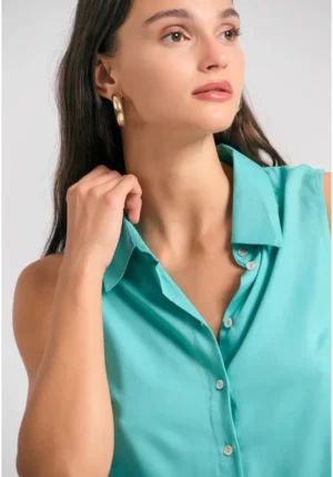 πουκάμισο από βισκόζη FBL011 101 05 Aqua (3)