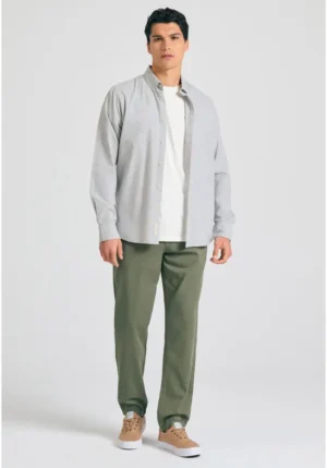 Comfort fit garment dyed chino παντελόνι FBM011 014 02 Dusty Green (3)