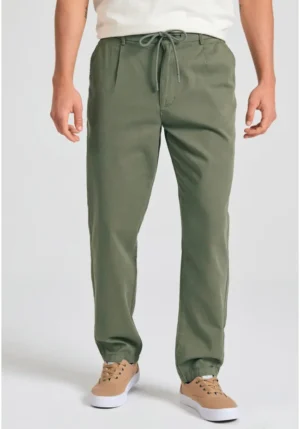 Comfort fit garment dyed chino παντελόνι FBM011 014 02 Dusty Green (4)