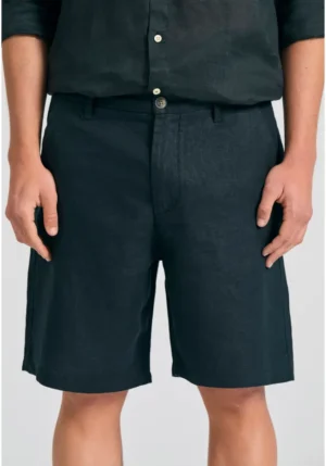 Comfort fit λινή βερμούδα FBM011 005 03 Black (4)