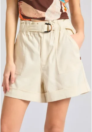 Loose fit lyocell blend σορτς με ζώνη και βολάν FBL011 107 03 Off White