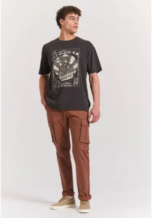 Relaxed fit t shirt με frame τύπωμα FBM011 332 04 Anthracite (2)