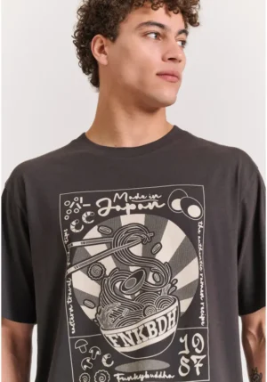 Relaxed fit t shirt με frame τύπωμα FBM011 332 04 Anthracite (3)