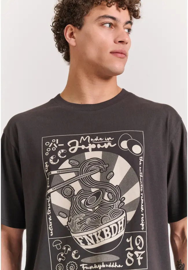 Relaxed fit t shirt με frame τύπωμα FBM011 332 04 Anthracite (3)
