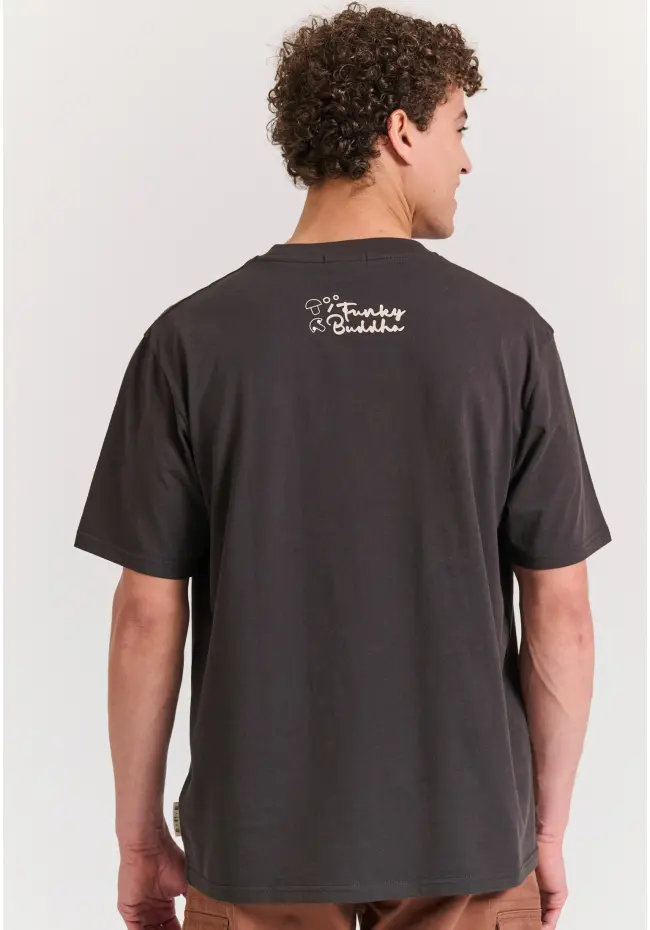 Relaxed fit t shirt με frame τύπωμα FBM011 332 04 Anthracite (4)