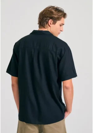 Relaxed fit πουκάμισο από λινό και τεχνητό μετάξι FBM011 049 05 Black (4)