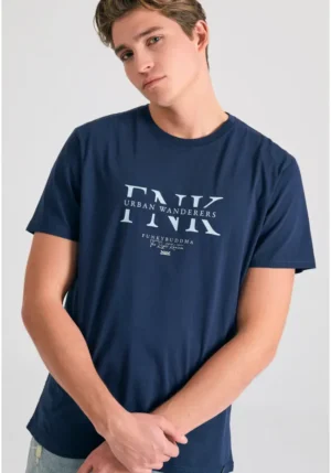 T shirt με τύπωμα στο στήθος FBM011 017 04 Navy (2)