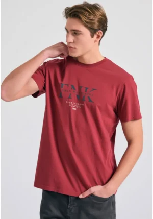 T shirt με τύπωμα στο στήθος FBM011 017 04 Wine Red (2)