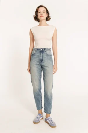 Γυναικείο Mom's jean παντελόνι Vergara WP D JNS S25 019 L.T Blue Denim
