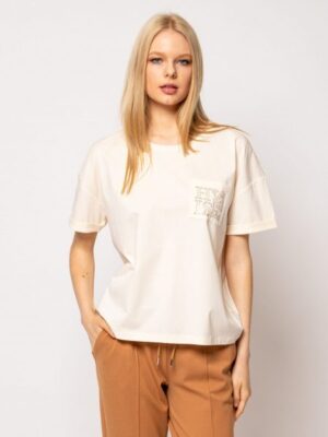 Γυναικείο t shirt με φαρδύ κόψιμο MirinT17019 Ivory