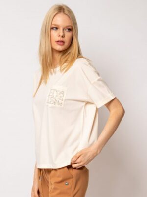Γυναικείο t shirt με φαρδύ κόψιμο MirinT17019 Ivory (4)