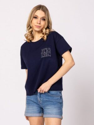 Γυναικείο t shirt με φαρδύ κόψιμο MirinT17019 Navy (4)