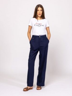 Γυναικείο wide leg παντελόνι FibyT86004 Navy (3)