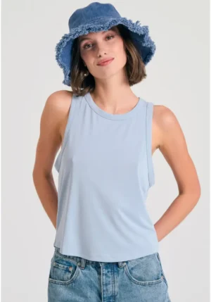 Γυναικείο μονόχρωμο tank top με μοντάλ FBL011 186 04 Cloud Blue (4)