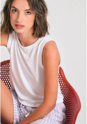 Γυναικείο μονόχρωμο tank top με μοντάλ FBL011 186 04 White (2)