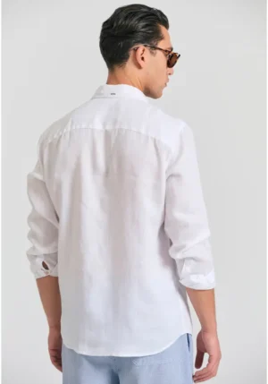 Μακρυμάνικο λινό πουκάμισο FBM011 001 05 White (4)