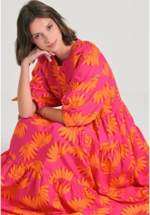 Loose fit μίντι φόρεμα με exotic τύπωμα FBL011 119 13 Bubblegum (2)
