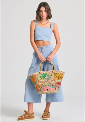 Loose fit παντελόνι με πιέτες στη μέση FBL011 125 02 Baby Blue (3)