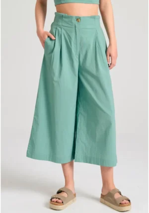 Loose fit παντελόνι με πιέτες στη μέση FBL011 125 02 Jade
