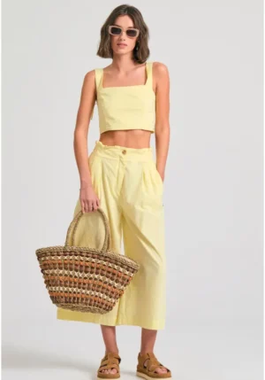 Loose fit παντελόνι με πιέτες στη μέση FBL011 125 02 Lemon Drop (2)