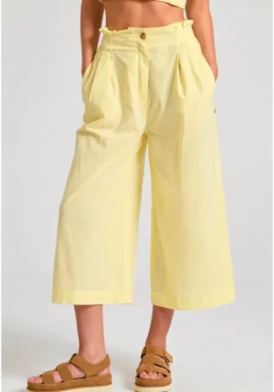 Loose fit παντελόνι με πιέτες στη μέση FBL011 125 02 Lemon Drop