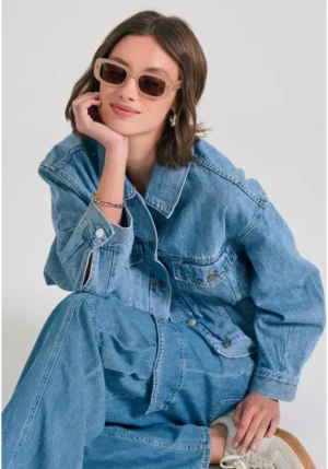 Oversized γυναικείο jean μπουφάν FBL011 161 01 L.T Blue (2)