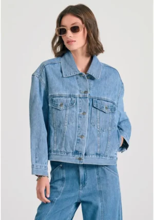 Oversized γυναικείο jean μπουφάν FBL011 161 01 L.T Blue