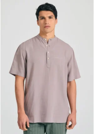 Relaxed fit linen blend πουκαμίσα FBM011 006 05 Cigar