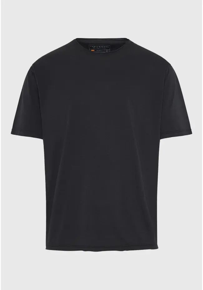 Relaxed fit t shirt με raw edges FBM011 348 04 Anthracite