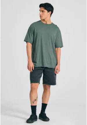Relaxed fit t shirt με raw edges FBM011 348 04 Mineral Green (3)