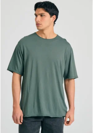 Relaxed fit t shirt με raw edges FBM011 348 04 Mineral Green