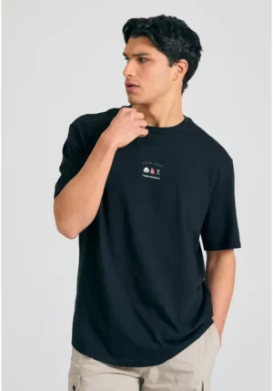 T shirt με text artwork τύπωμα στην πλάτη FBM011 304 04 Black (5)