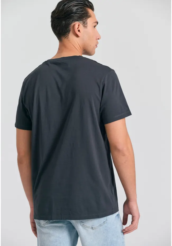 T shirt με τύπωμα στο στήθος FBM011 021 04 Anthracite