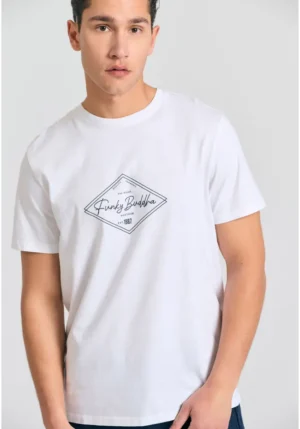 T shirt με τύπωμα στο στήθος FBM011 021 04 White (2)