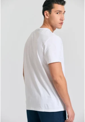 T shirt με τύπωμα στο στήθος FBM011 021 04 White