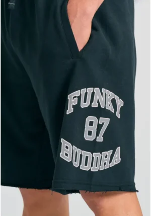 Wide leg fit αθλητική βερμούδα με branded τύπωμα FBM011 051 03 Black (2)