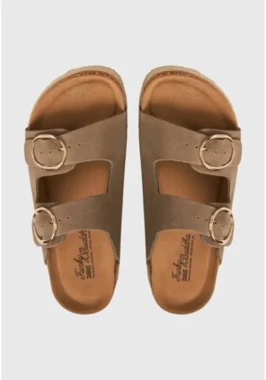 Γυναικεία suede σανδάλια FBL011 104 08 Beige (2)