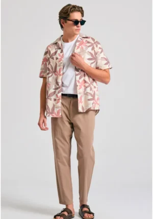 Comfort fit garment dyed chino παντελόνι FBM011 014 02 Cigar (2)