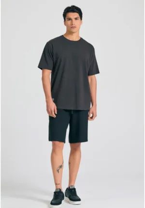 Relaxed fit t shirt με graphic τύπωμα στην πλάτη FBM011 316 04 Anthracite (2)