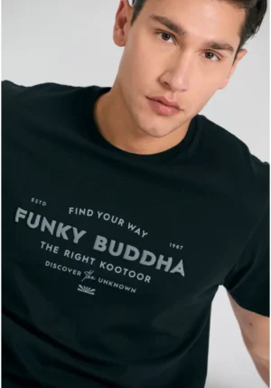 T shirt με embossed τύπωμα από οργανικό βαμβάκι FBM011 027 04 Black (2)