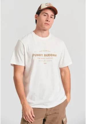 T shirt με embossed τύπωμα από οργανικό βαμβάκι FBM011 027 04 Off White
