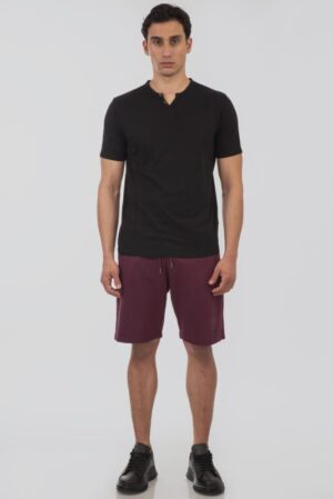 T shirt με λαιμό henley και raw cuts Ts 9052 Black (2)